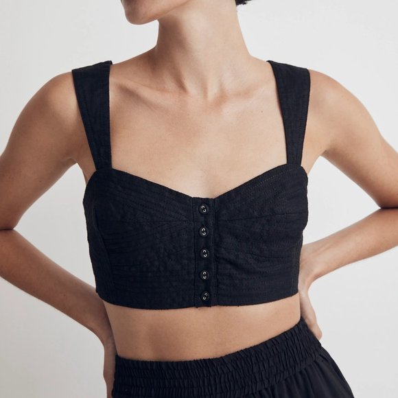 [NWT] Madewell Linen Bralette in Black - Picture 2 of 6